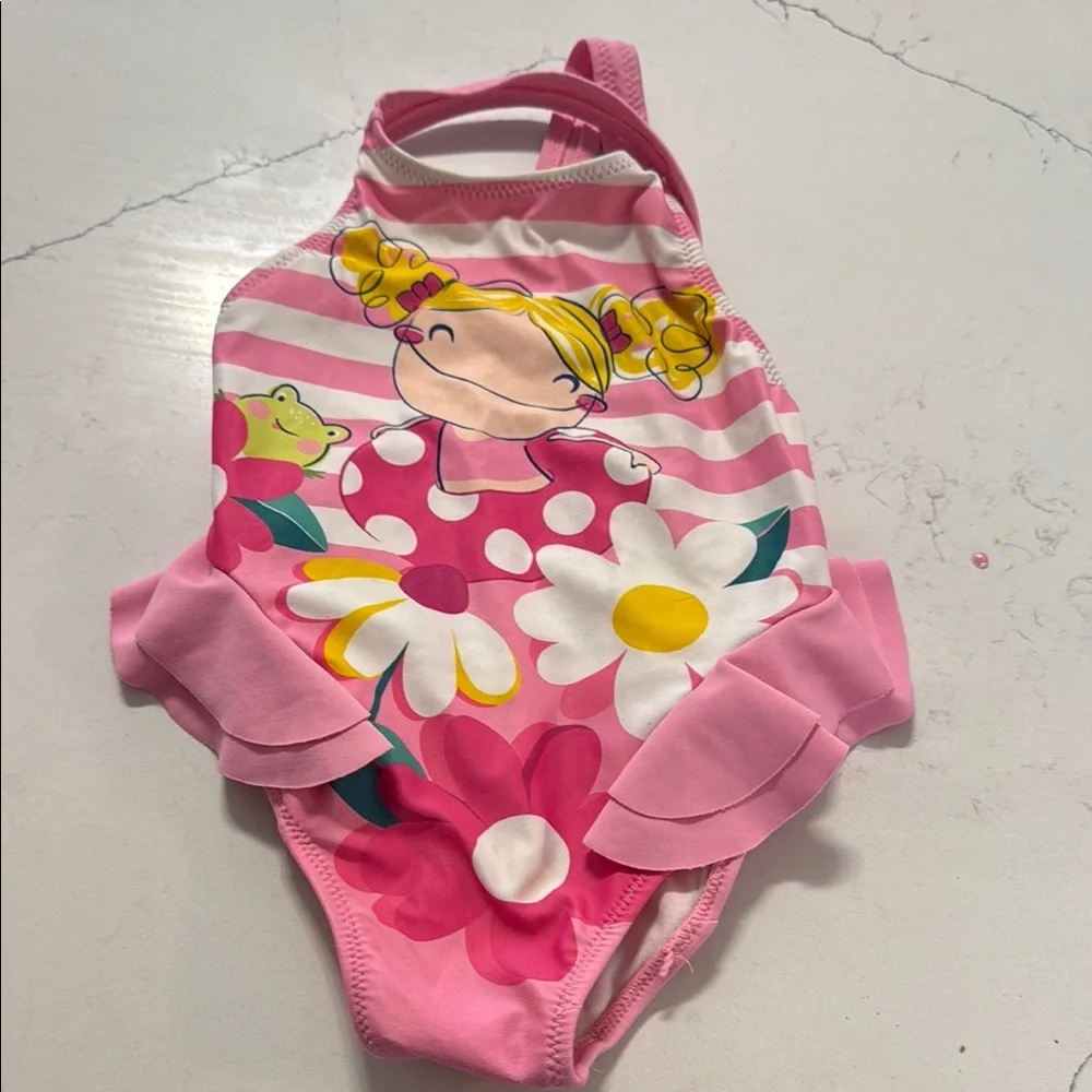Mayoral Pink Striped Swimsuit
